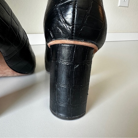 Ad & Daughter Esmea Black Croc-Embossed Leather Block Heel Pumps – Size 10 - Picture 5 of 12